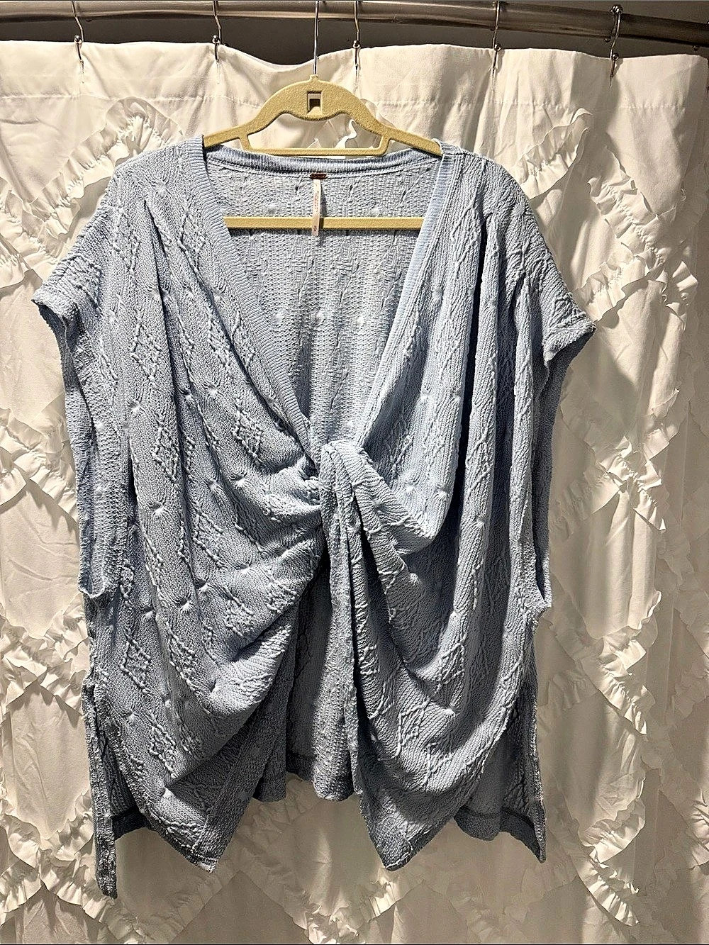 Free People Show Off Twisted Top Textured Tunic Blue